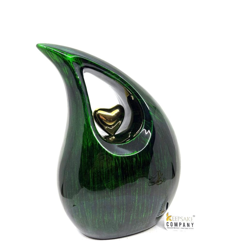 Bright Green Black Silver Teardrop Urn - Urns for Ashes - urns for human ashes female - Cremation Urns for Adult Ashes  - Urns - Urn