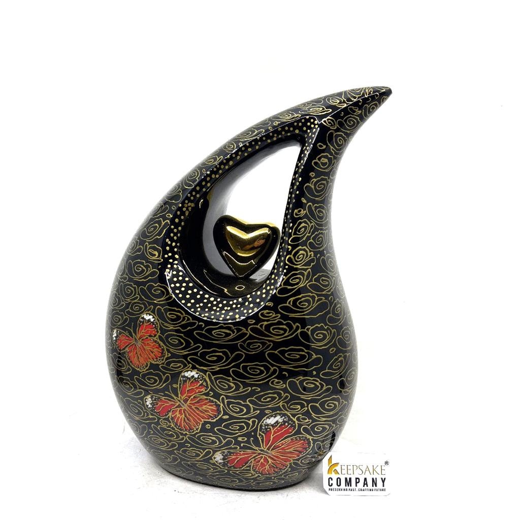 Gorgeous Black & Golden Adult teardrop Cremation Urn for Human Ashes - Personalized Urn - Memorial Urn - Funeral Urn - Urn for Ash