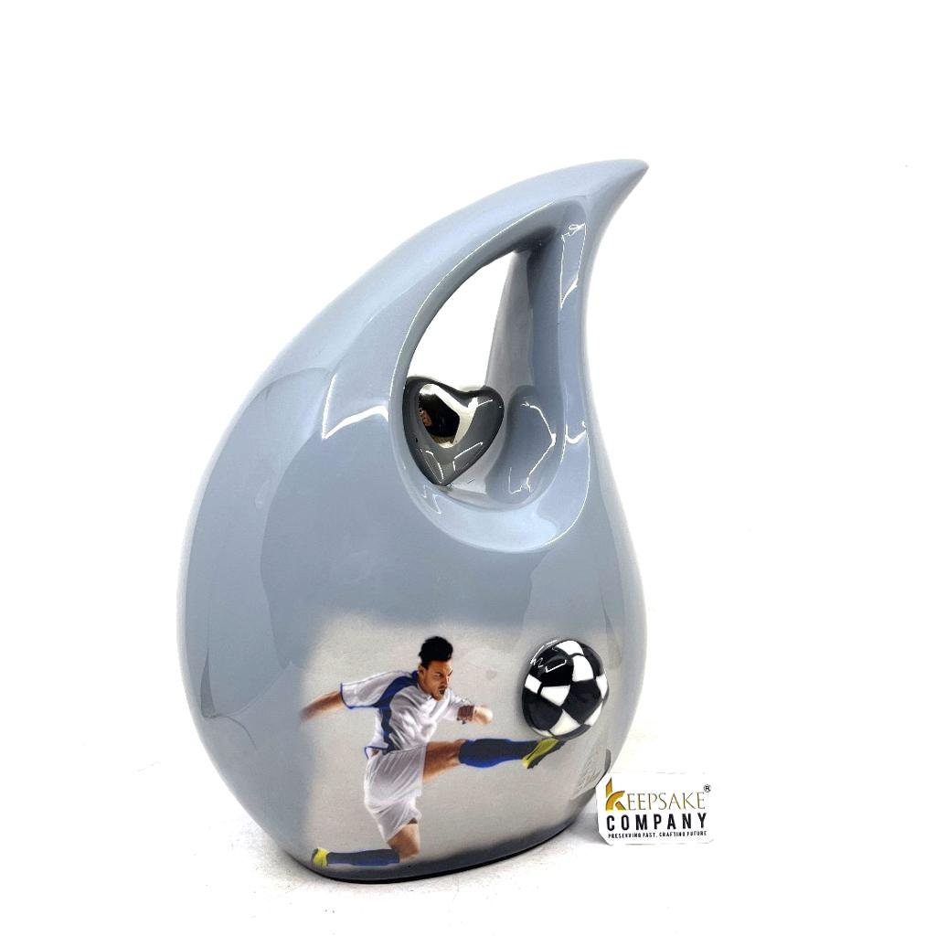 Grey Football / Soccer Teardrop Cremation Urns  -  Urns for Ashes  - Urn -  Funeral Urn - Urn for Ashes - Memorial urn - Personalized Urn