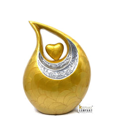 Yellow / Golden Enamel Teardrop Adult Cremation Urn with matching Heart urns for ashes - urns for ashes adult - urn for ashes - Adult Urn