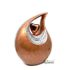 Brown Teardrop Adult Cremation Urn with matching Heart urns for ashes - urns for ashes adult - urn for ashes - Adult Urn - Memorial Urn