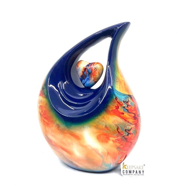 Multicoloured Teardrop Urn - Urns for Ashes Adult Male - urns for human ashes female - Cremation Urns for Adult Ashes  - Urns - Keepsake Urn