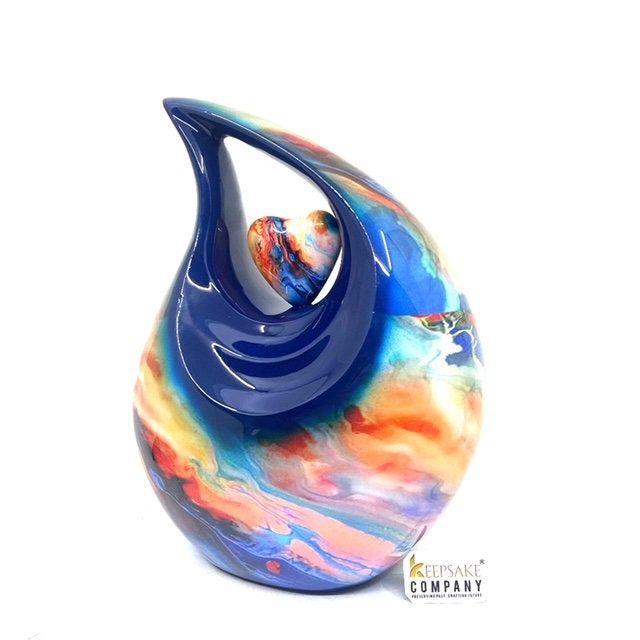 Multicoloured Teardrop Urn - Urns for Ashes Adult Male - urns for human ashes female - Cremation Urns for Adult Ashes  - Urns - Keepsake Urn