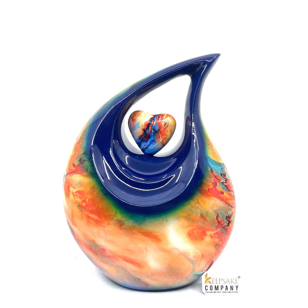 Multicoloured Teardrop Urn - Urns for Ashes Adult Male - urns for human ashes female - Cremation Urns for Adult Ashes  - Urns - Keepsake Urn