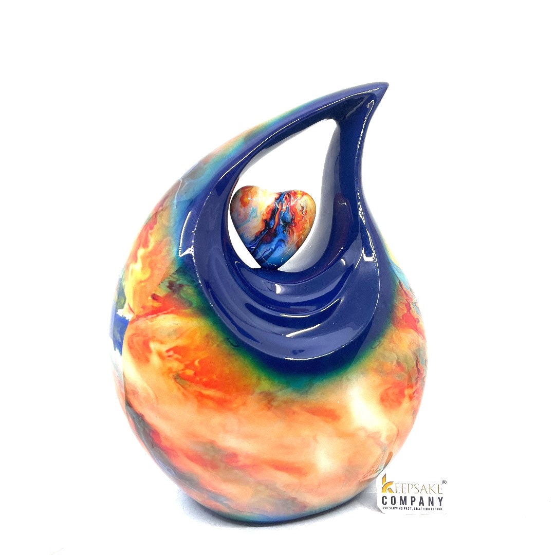 Multicoloured Teardrop Urn - Urns for Ashes Adult Male - urns for human ashes female - Cremation Urns for Adult Ashes  - Urns - Keepsake Urn