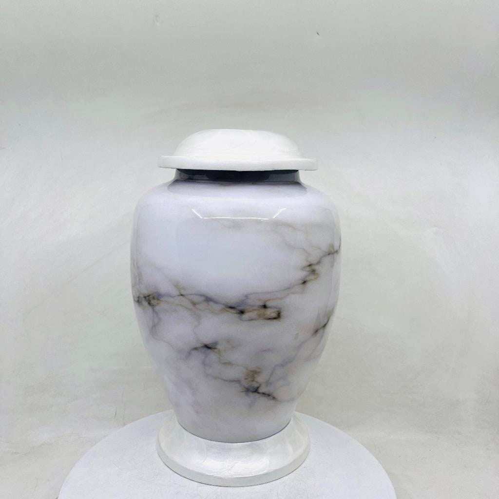 White Marble Adult cremation Urn for Ashes - Urns for Human Ashes  with Angel Wings and Heart - Urn - Funeral Urn from Keepsake Company