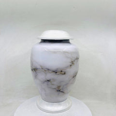 White Marble Adult cremation Urn for Ashes - Urns for Human Ashes  with Angel Wings and Heart - Urn - Funeral Urn from Keepsake Company