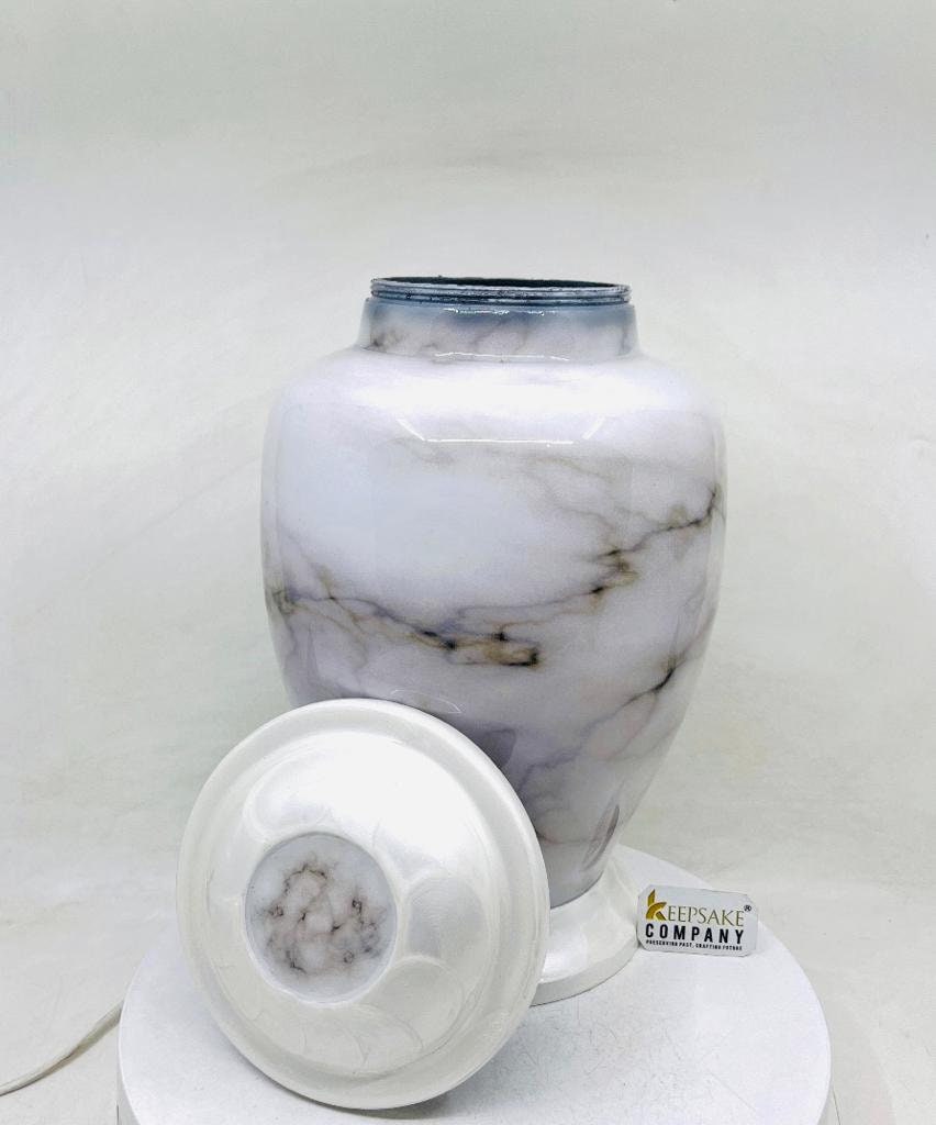 White Marble Adult cremation Urn for Ashes - Urns for Human Ashes  with Angel Wings and Heart - Urn - Funeral Urn from Keepsake Company