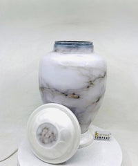 White Marble Adult cremation Urn for Ashes - Urns for Human Ashes  with Angel Wings and Heart - Urn - Funeral Urn from Keepsake Company