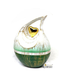 Gorgeous Golden White Green Teardrop Urn - Urns for Ashes Adult male - urns for human ashes female - Cremation Urns for Adult Ashes  - Urn