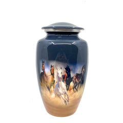 Wild Horses Blue Adult Urn - Cremation Urns for Adult Ashes - Urns for Ashes Adult Male - Urn - Urns for Human Ashes - Decorative Urn