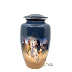 Wild Horses Blue Adult Urn - Cremation Urns for Adult Ashes - Urns for Ashes Adult Male - Urn - Urns for Human Ashes - Decorative Urn