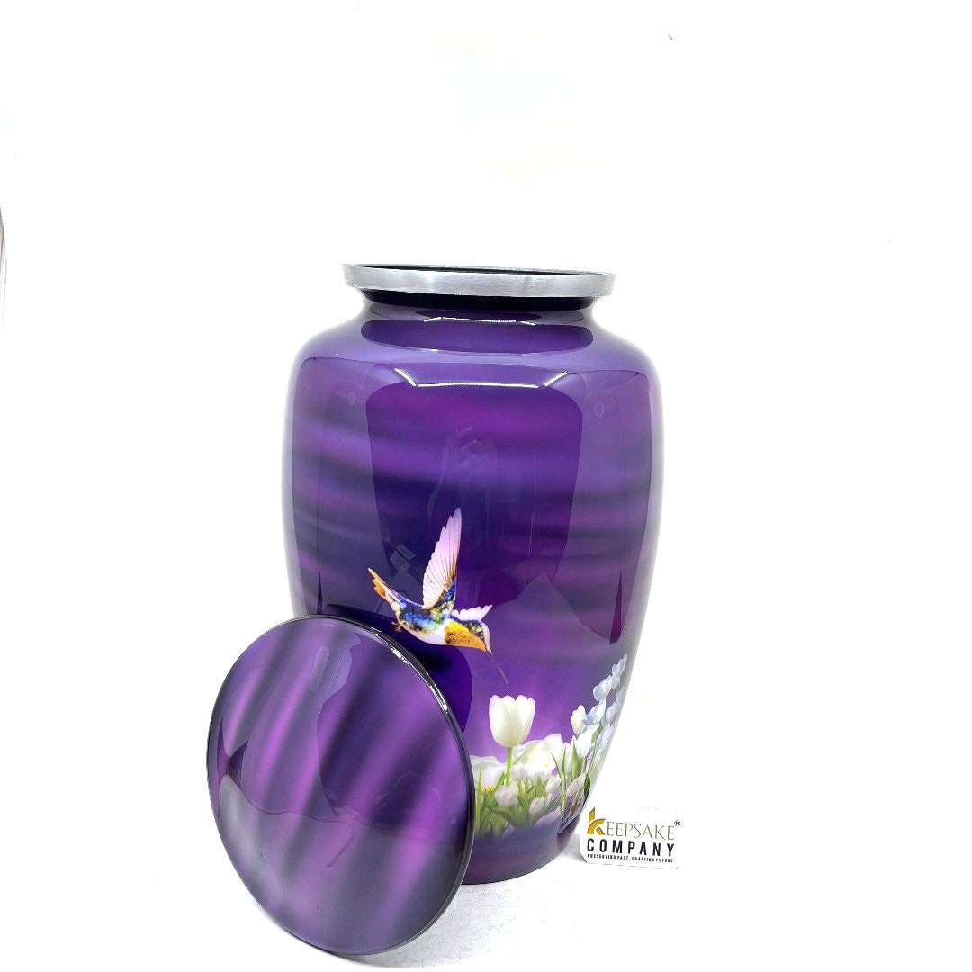 Purple Humming Bird Adult Urn - Cremation Urns for Adult Ashes - Urns for Ashes Adult Male - Urn - Urns for Human Ashes - Decorative Urn