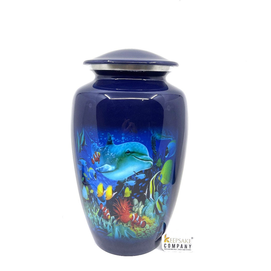 Fishes & Ocean Life Adult Urn - Cremation Urns for Adult Ashes - Urns for Ashes Adult Male - Urn - Urns for Human Ashes - Decorative Urn