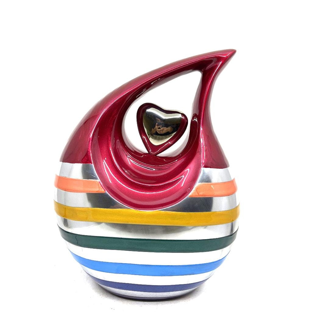 Multicolored Enamel Teardrop Adult Cremation Urn with Silver Heart urns for ashes - urns for ashes adult - urn for ashes - Adult Urn