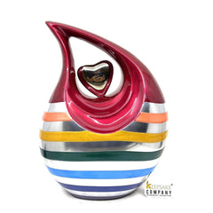 Multicolored Enamel Teardrop Adult Cremation Urn with Silver Heart urns for ashes - urns for ashes adult - urn for ashes - Adult Urn