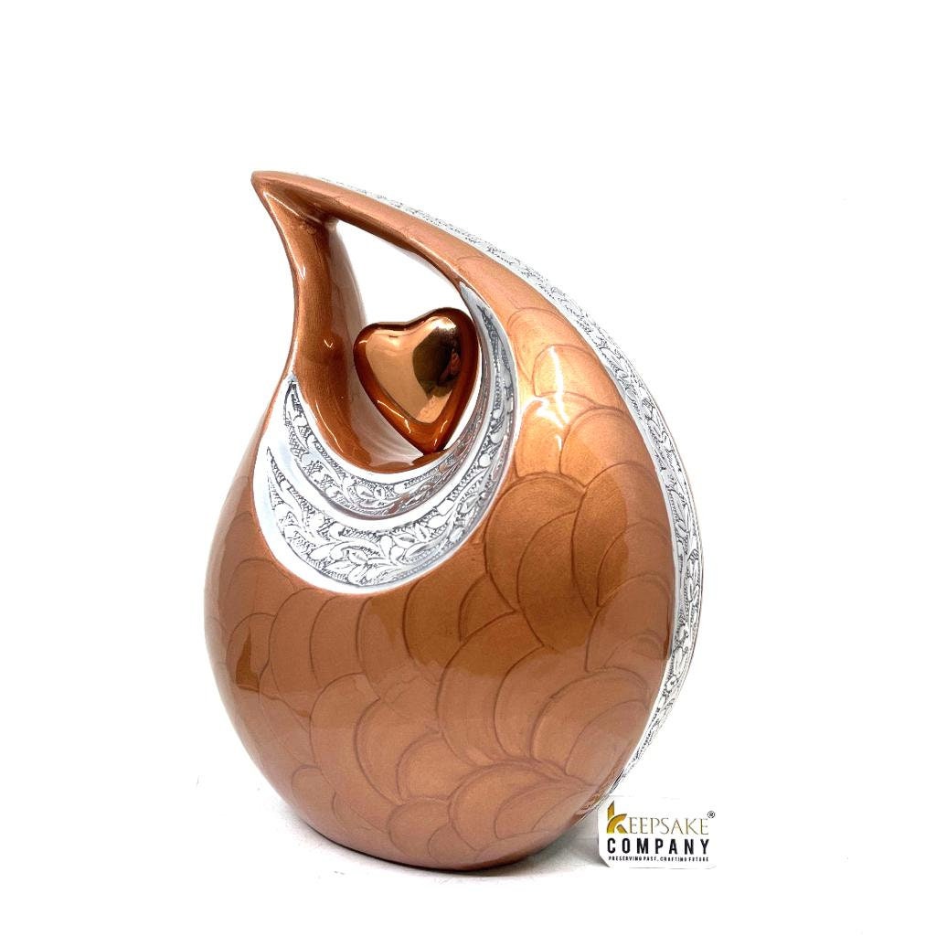 Brown Teardrop Adult Cremation Urn with matching Heart urns for ashes - urns for ashes adult - urn for ashes - Adult Urn - Memorial Urn