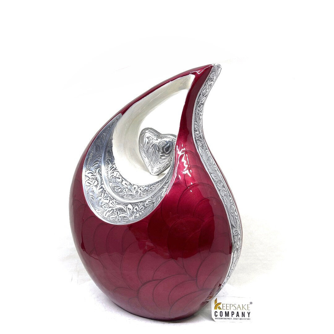 White Red / Maroon Teardrop Urn - Urns for Ashes Adult male - urns for human ashes female - Cremation Urns for Adult Ashes  - Urns - Urn