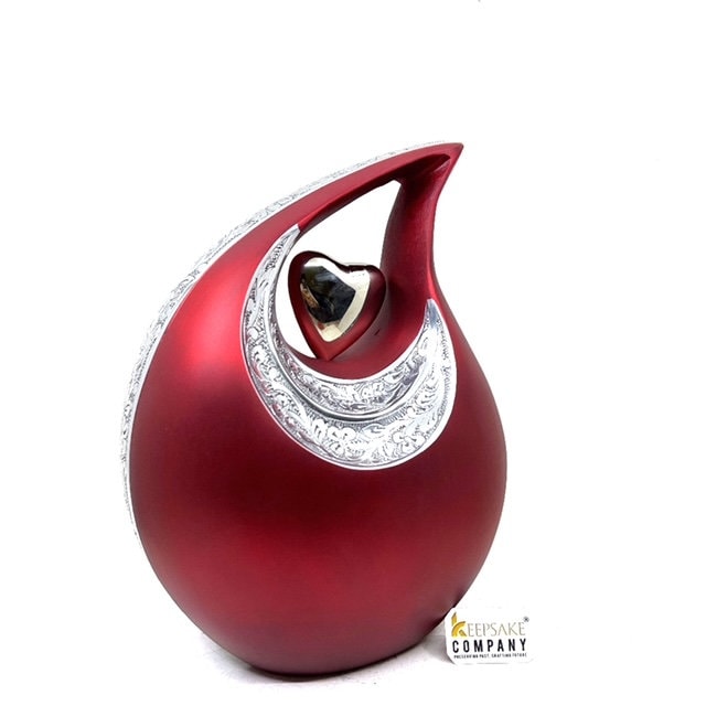 Super Premium Red Matt Teardrop Urns for Ashes - urns for human ashes adult female - Urns - Cremation Urns for Adult Ashes - Memorial Urn