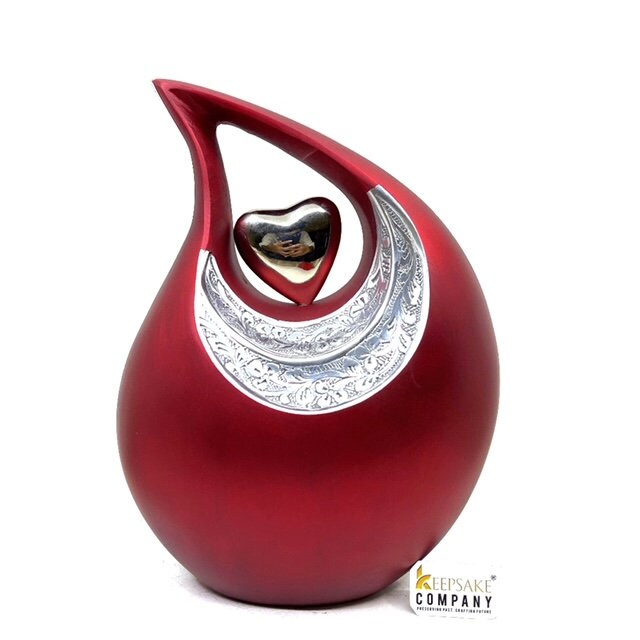 Super Premium Red Matt Teardrop Urns for Ashes - urns for human ashes adult female - Urns - Cremation Urns for Adult Ashes - Memorial Urn