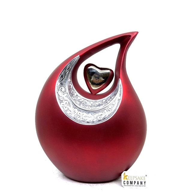 Super Premium Red Matt Teardrop Urns for Ashes - urns for human ashes adult female - Urns - Cremation Urns for Adult Ashes - Memorial Urn