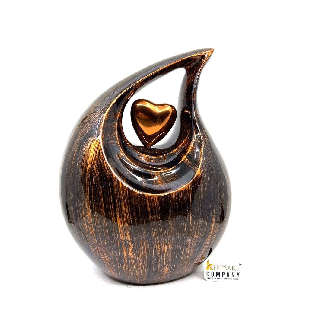 Gorgeous Copper Black Teardrop Urn - Urns for Ashes Adult male - urns for human ashes female - Cremation Urns for Adult Ashes  - Urns - Urn