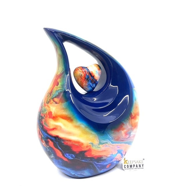 Multicoloured Teardrop Urn - Urns for Ashes Adult Male - urns for human ashes female - Cremation Urns for Adult Ashes  - Urns - Keepsake Urn