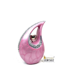 Pink Pearl Teardrop metal Cremation Urn in Medium size (6 Inches/ 15 centimeters) height - Memorial Urn - Ash Urn - Urn for Ashes - Urns