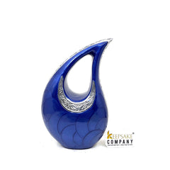 Blue Pearl Teardrop metal Cremation Urn in Medium size (6 Inches/ 15 centimeters) height - Memorial Urn - Ash Urn - Urn for Ashes - Urns