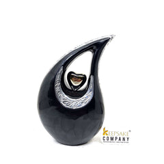 Black Pearl Teardrop metal Cremation Urn in Medium size (6 Inches/ 15 centimeters) height - Memorial Urn - Ash Urn - Urn for Ashes - Urns