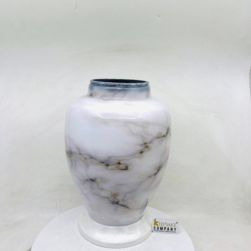 White Marble Adult cremation Urn for Ashes - Urns for Human Ashes  with Angel Wings and Heart - Urn - Funeral Urn from Keepsake Company