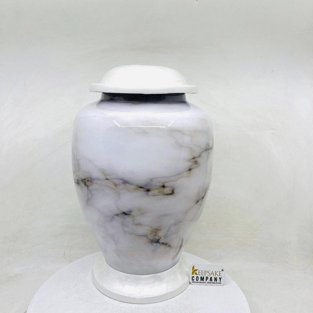 White Marble Adult cremation Urn for Ashes - Urns for Human Ashes  with Angel Wings and Heart - Urn - Funeral Urn from Keepsake Company
