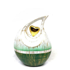 Gorgeous Golden White Green Teardrop Urn - Urns for Ashes Adult male - urns for human ashes female - Cremation Urns for Adult Ashes  - Urn