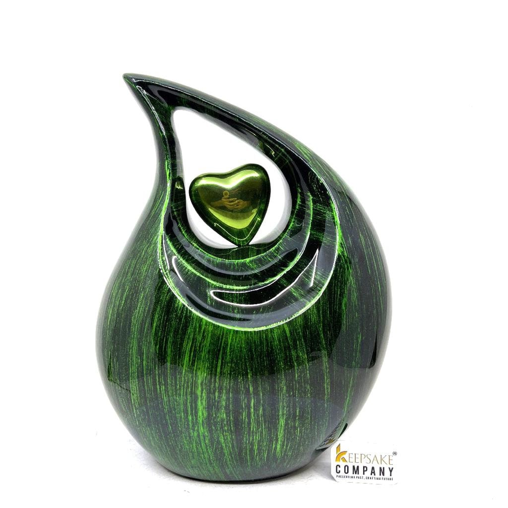 Gorgeous Green Black Teardrop Urn - Urns for Ashes Adult male - urns for human ashes female - Cremation Urns for Adult Ashes  - Urns - Urn