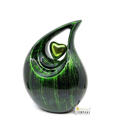 Gorgeous Green Black Teardrop Urn - Urns for Ashes Adult male - urns for human ashes female - Cremation Urns for Adult Ashes  - Urns - Urn