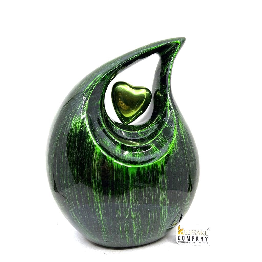 Gorgeous Green Black Teardrop Urn - Urns for Ashes Adult male - urns for human ashes female - Cremation Urns for Adult Ashes  - Urns - Urn