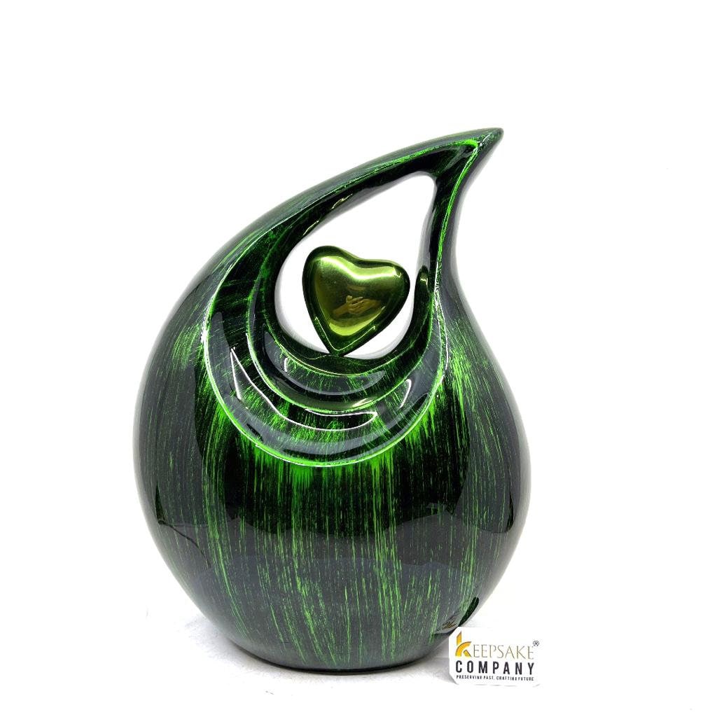 Gorgeous Green Black Teardrop Urn - Urns for Ashes Adult male - urns for human ashes female - Cremation Urns for Adult Ashes  - Urns - Urn