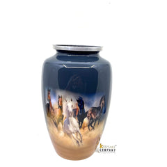 Wild Horses Blue Adult Urn - Cremation Urns for Adult Ashes - Urns for Ashes Adult Male - Urn - Urns for Human Ashes - Decorative Urn