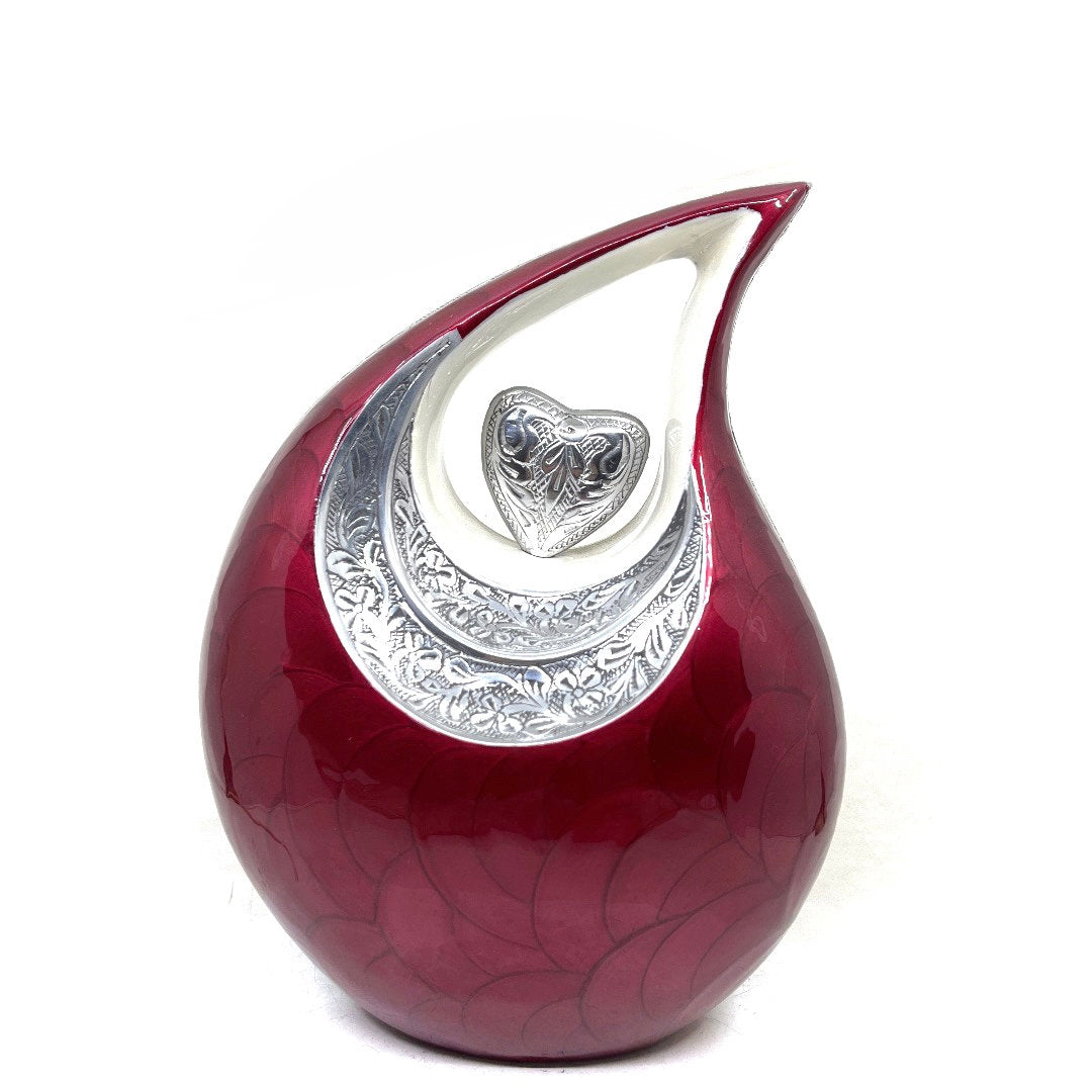 White Red / Maroon Teardrop Urn - Urns for Ashes Adult male - urns for human ashes female - Cremation Urns for Adult Ashes  - Urns - Urn