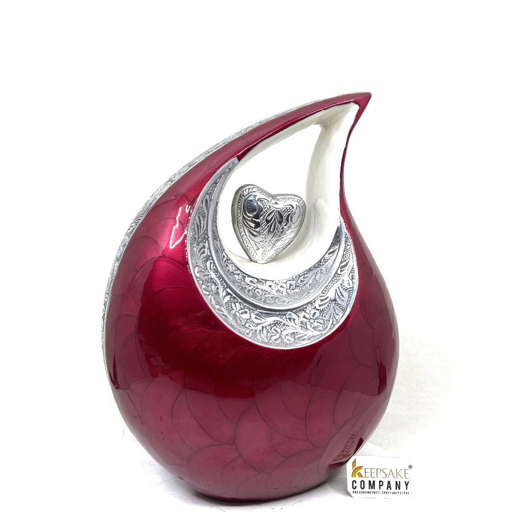 White Red / Maroon Teardrop Urn - Urns for Ashes Adult male - urns for human ashes female - Cremation Urns for Adult Ashes  - Urns - Urn