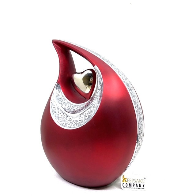 Super Premium Red Matt Teardrop Urns for Ashes - urns for human ashes adult female - Urns - Cremation Urns for Adult Ashes - Memorial Urn