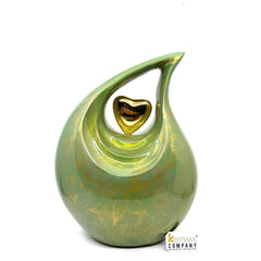 Gorgeous Green Golden Teardrop Urn - Urns for Ashes Adult male - urns for human ashes female - Cremation Urns for Adult Ashes - Urns - Urn