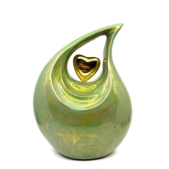 Gorgeous Green Golden Teardrop Urn - Urns for Ashes Adult male - urns for human ashes female - Cremation Urns for Adult Ashes - Urns - Urn