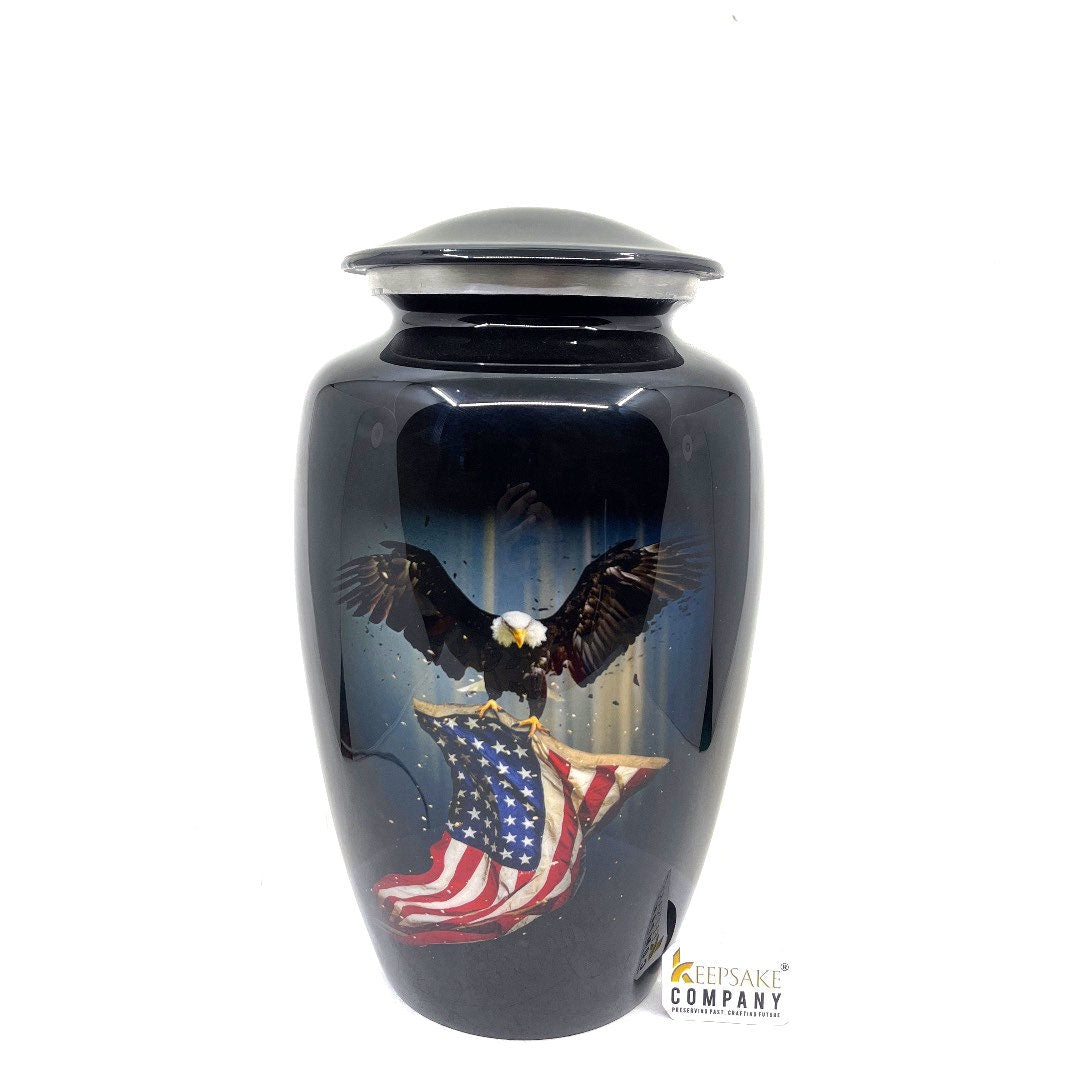 Patriotic USA Flag Adult Cremation Urn for Human Ashes - Cremation Urn - Can be Personalized - Memorial Urn - Urn for Ash - Keepsake Urn