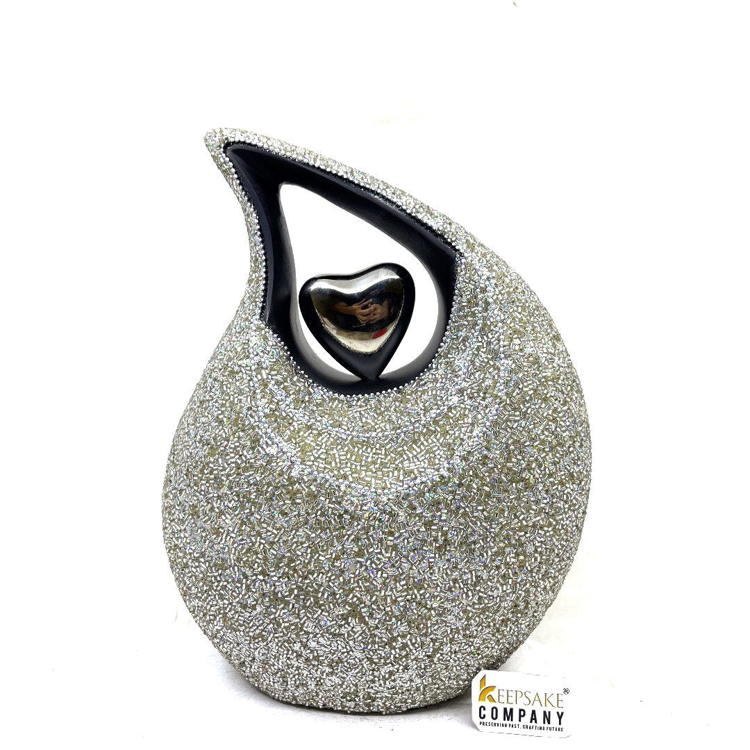 Super Shiny Pearls embedded Cremation Urn - Personalized Urn - Memorial Urn - Urns For Human Ashes - Unique Urn - Ash Urn - Urns for Ash