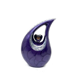 Purple Pearl Teardrop metal Cremation Urn in Medium size (6 Inches/ 15 centimeters) height - Memorial Urn - Ash Urn - Urn for Ashes - Urns