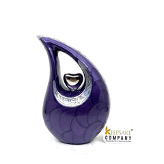 Purple Pearl Teardrop metal Cremation Urn in Medium size (6 Inches/ 15 centimeters) height - Memorial Urn - Ash Urn - Urn for Ashes - Urns