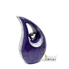 Purple Pearl Teardrop metal Cremation Urn in Medium size (6 Inches/ 15 centimeters) height - Memorial Urn - Ash Urn - Urn for Ashes - Urns