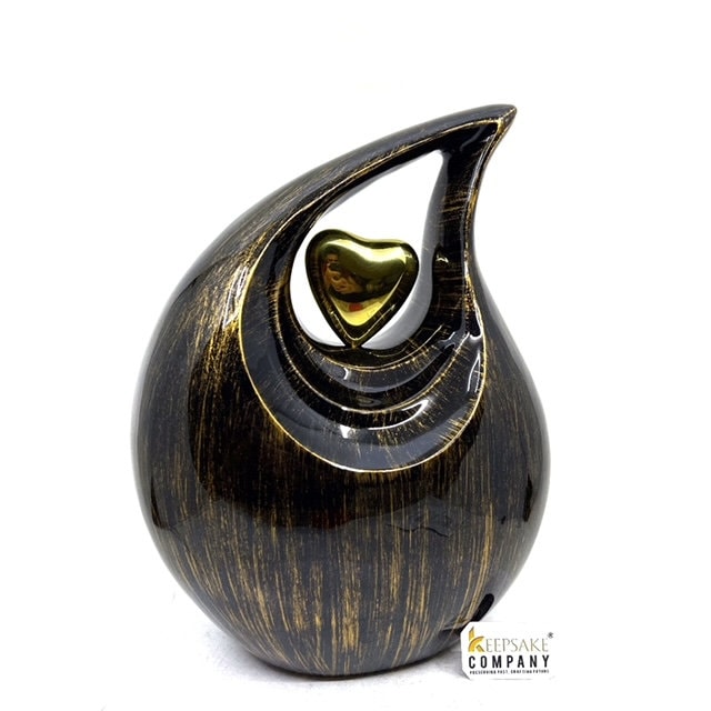 Gorgeous Golden Black Teardrop Urn - Urns for Ashes Adult male - urns for human ashes female - Cremation Urns for Adult Ashes  - Urns - Urn