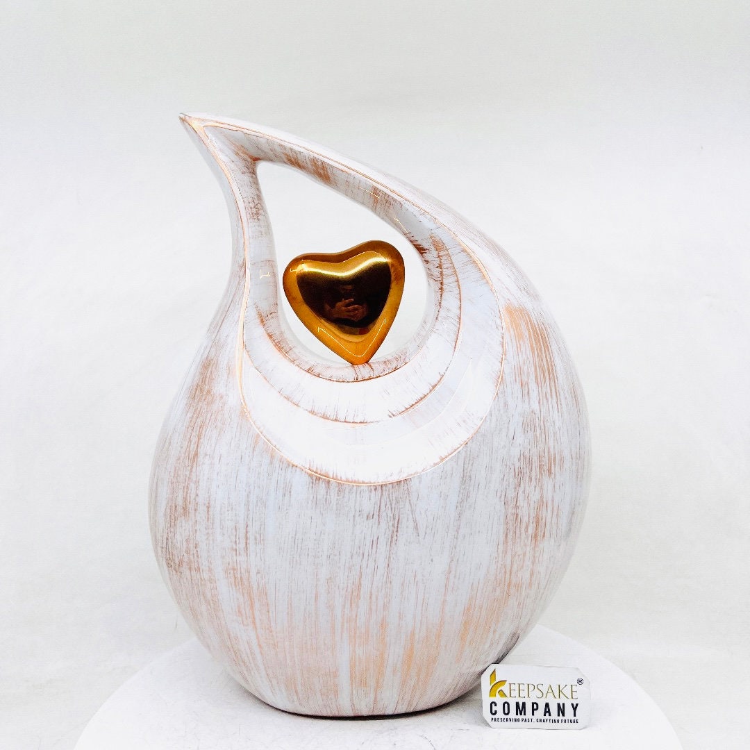 Gorgeous Copper White Teardrop Urn - Urns for Ashes Adult male - urns for human ashes female - Cremation Urns for Adult Ashes  - Urns - Urn